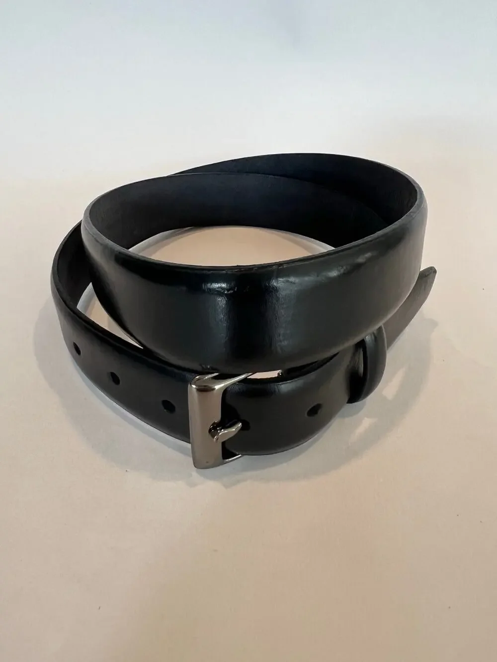 Docker's Genuine Leather Black Belt Silver Buckle Size 38 SG